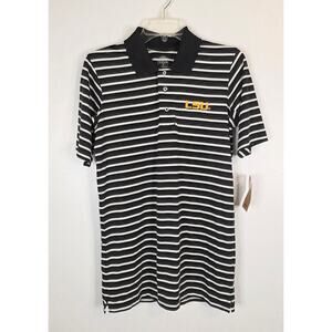 Rivalry 91 Threads L.S.U.  3 Button Polo Shirt Black White Stripes Men Small NWT